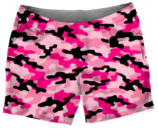Printed Stretch Shorts - Pink Camo